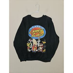 Vintage Looney Tunes Sweatshirt Crewneck Size Medium 1993 Black Bugs Daffy Taz